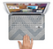 The Vintage Gray Textured Chevron Pattern Wide V3 Skin Set for the Apple MacBook Pro 13" with Retina Display