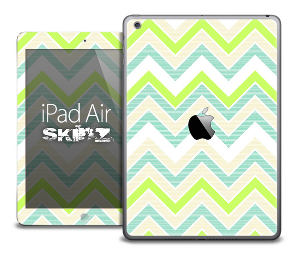 The Vintage Green Chevron V3 Skin for the iPad Air