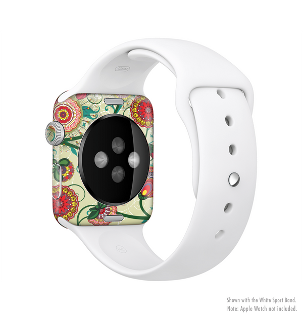 The Vintage Green Floral Vector Pattern Full-Body Skin Kit for the Apple Watch
