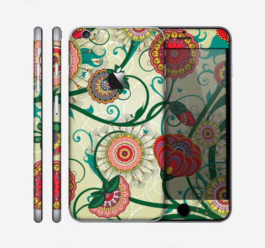 The Vintage Green Floral Vector Pattern Skin for the Apple iPhone 6 Plus