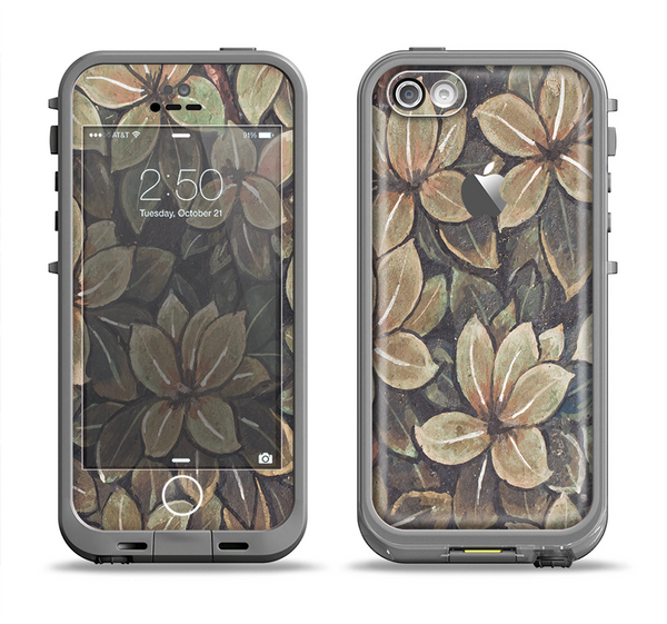 The Vintage Green Pastel Flower pattern Apple iPhone 5c LifeProof Fre Case Skin Set