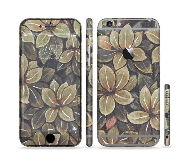 The Vintage Green Pastel Flower pattern Sectioned Skin Series for the Apple iPhone 6 Plus