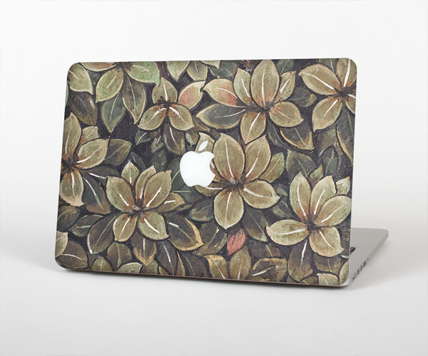 The Vintage Green Pastel Flower pattern Skin Set for the Apple MacBook Pro 13" with Retina Display