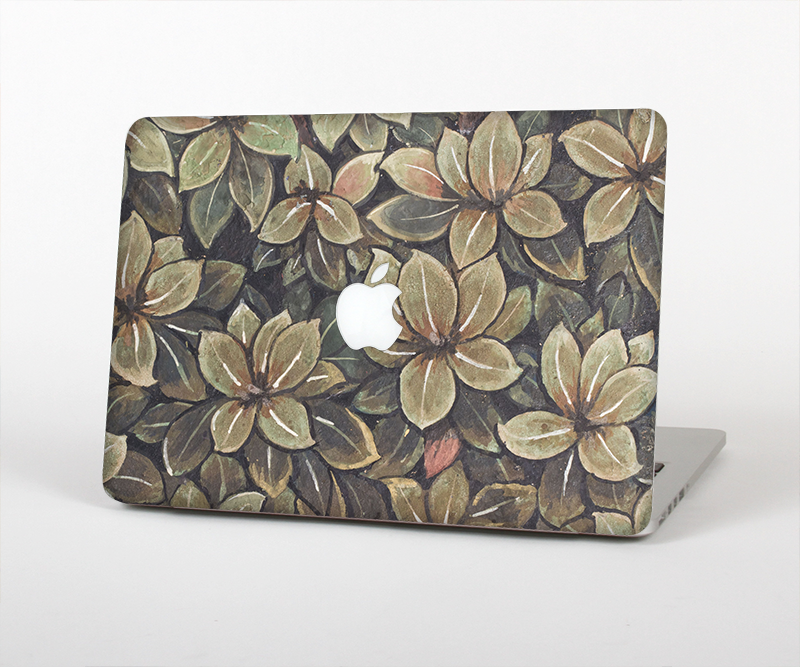 The Vintage Green Pastel Flower pattern Skin Set for the Apple MacBook Pro 15" with Retina Display