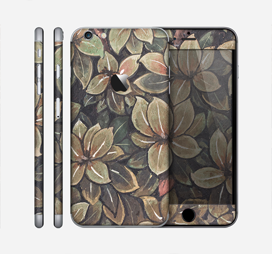 The Vintage Green Pastel Flower pattern Skin for the Apple iPhone 6 Plus