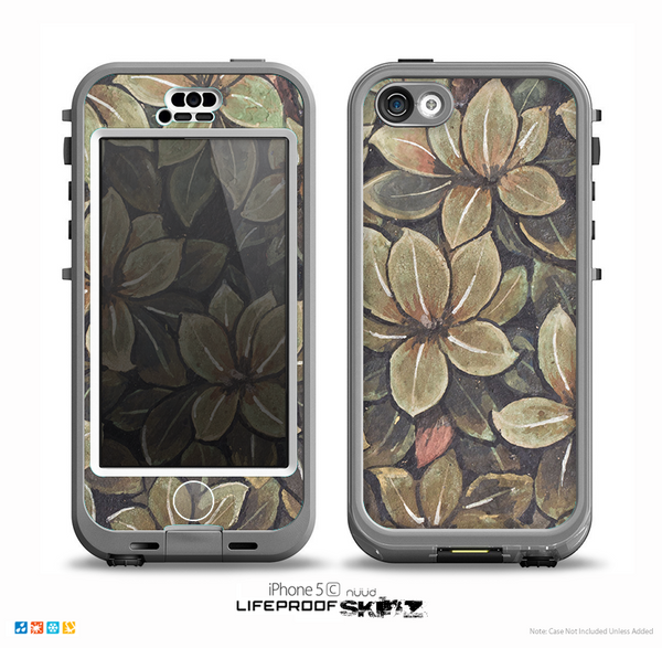 The Vintage Green Pastel Flower pattern Skin for the iPhone 5c nüüd LifeProof Case