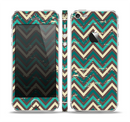 The Vintage Green & Tan Chevron Pattern Skin Set for the Apple iPhone 5