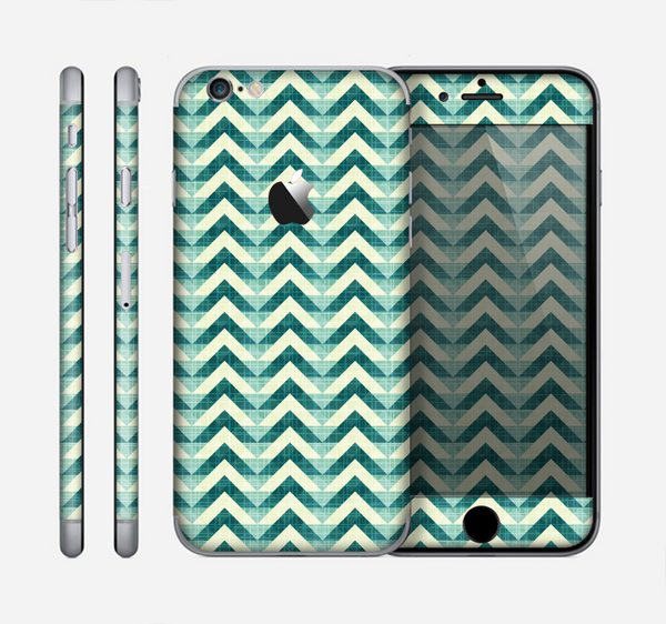 The Vintage Green & Tan Chevron Pattern Skin for the Apple iPhone 6