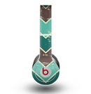 The Vintage Green & Tan Chevron Pattern V2 Skin for the Beats by Dre Original Solo-Solo HD Headphones