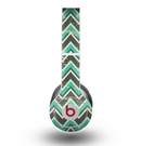 The Vintage Green & Tan Chevron Pattern V4 Skin for the Beats by Dre Original Solo-Solo HD Headphones