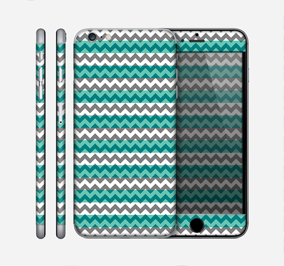 The Vintage Green & White Chevron Pattern V4 Skin for the Apple iPhone 6 Plus