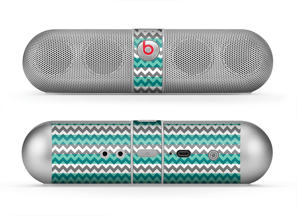 The Vintage Green & White Chevron Pattern V4 Skin for the Beats by Dre Pill Bluetooth Speaker