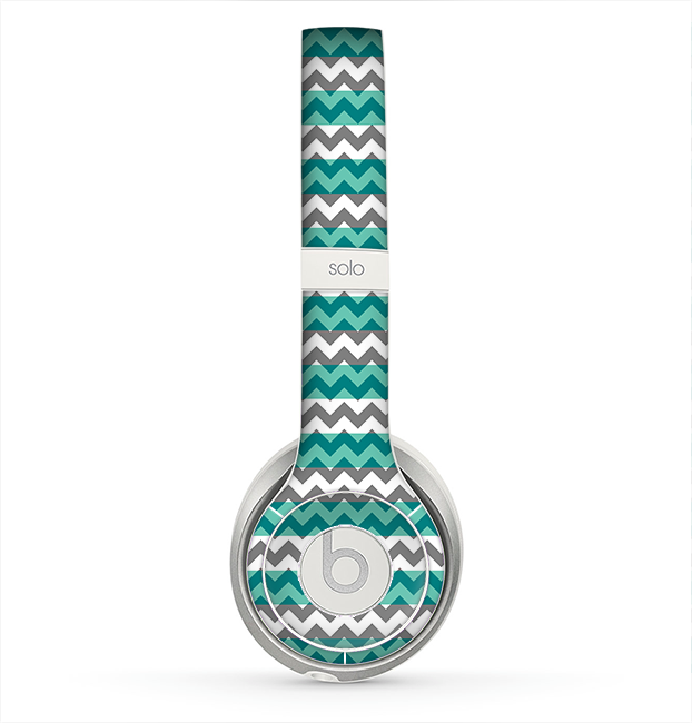 The Vintage Green & White Chevron Pattern V4 Skin for the Beats by Dre Solo 2 Headphones