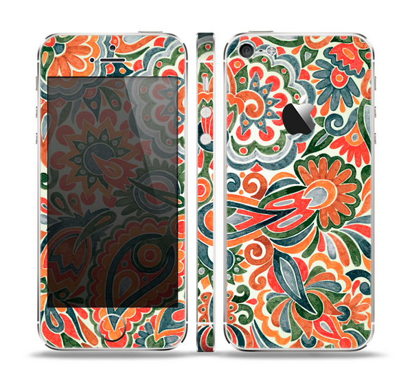 The Vintage Hand-Painted Coral Abstract Pattern Skin Set for the Apple iPhone 5