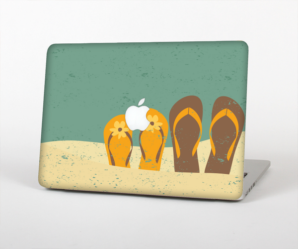The Vintage His & Her Flip Flops Beach Scene Skin Set for the Apple MacBook Pro 13" with Retina Display