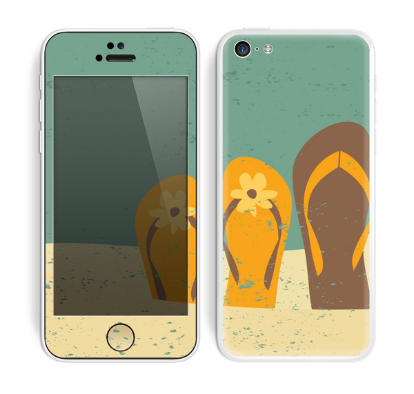 The Vintage His & Her Flip Flops Beach Scene Skin for the Apple iPhone 5c