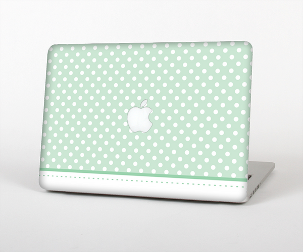 The Vintage Light Green Polka Dot With White Strip Skin Set for the Apple MacBook Pro 13" with Retina Display