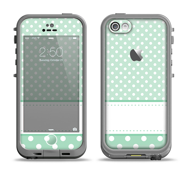 The Vintage Light Green Polka Dot With White Strip copy Apple iPhone 5c LifeProof Fre Case Skin Set