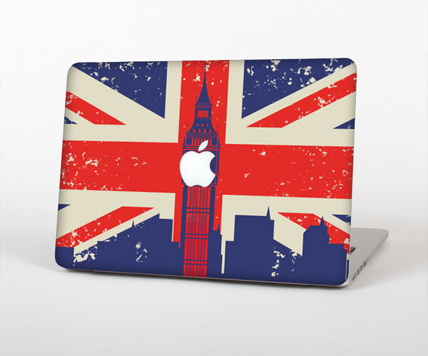 The Vintage London England Flag Skin Set for the Apple MacBook Pro 13" with Retina Display