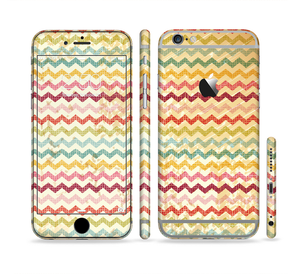 The Vintage Orange and Multi-Color Chevron Pattern V4 Sectioned Skin Series for the Apple iPhone 6
