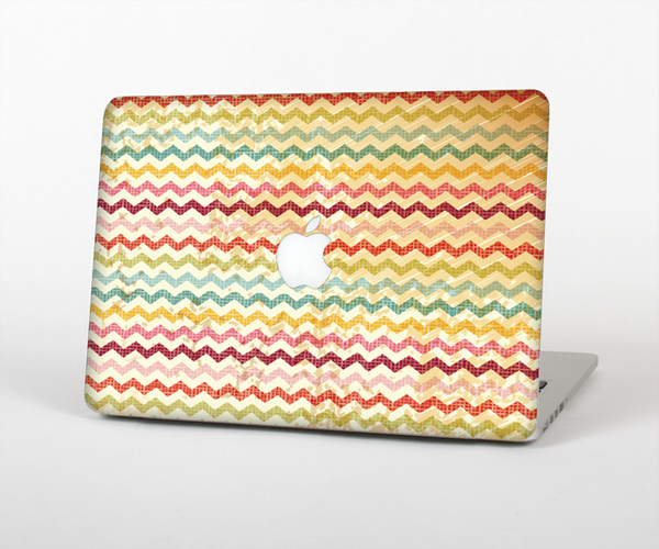 The Vintage Orange and Multi-Color Chevron Pattern V4 Skin Set for the Apple MacBook Pro 15" with Retina Display