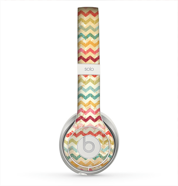 The Vintage Orange and Multi-Color Chevron Pattern V4 Skin for the Beats by Dre Solo 2 Headphones