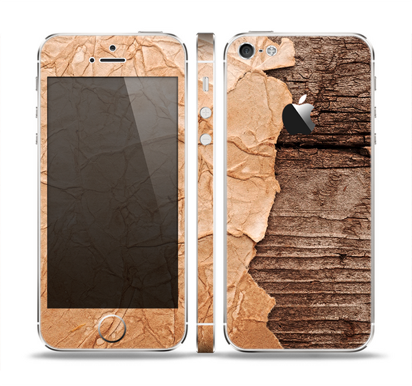 The Vintage Paper-Wrapped Wood Planks Skin Set for the Apple iPhone 5