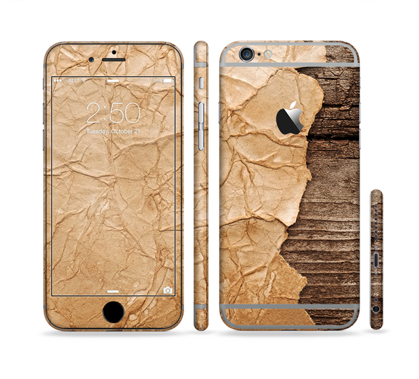 The Vintage Paper-Wrapped Wood Planks Sectioned Skin Series for the Apple iPhone 6