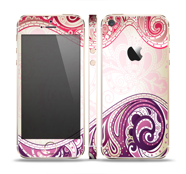 The Vintage Purple Curves with Floral Design Skin Set for the Apple iPhone 5s