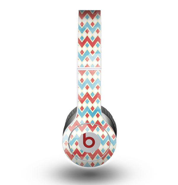 The Vintage Red & Blue Chevron Pattern Skin for the Beats by Dre Original Solo-Solo HD Headphones
