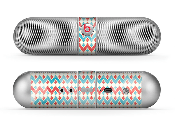 The Vintage Red & Blue Chevron Pattern Skin for the Beats by Dre Pill Bluetooth Speaker