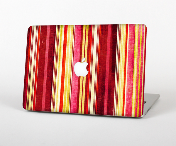 The Vintage Red & Yellow Grunge Striped Skin Set for the Apple MacBook Pro 15" with Retina Display
