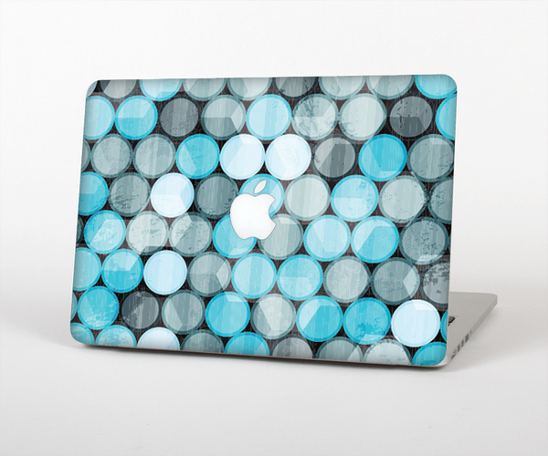 The Vintage Scratched Blue & Graytone Polka Skin Set for the Apple MacBook Pro 13" with Retina Display