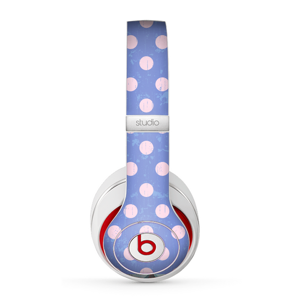 The Vintage Scratched Pink & Purple Polka Dots Skin for the Beats by Dre Studio (2013+ Version) Headphones