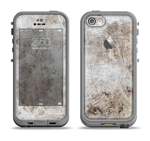 The Vintage Scratched and Worn Surface Apple iPhone 5c LifeProof Fre Case Skin Set