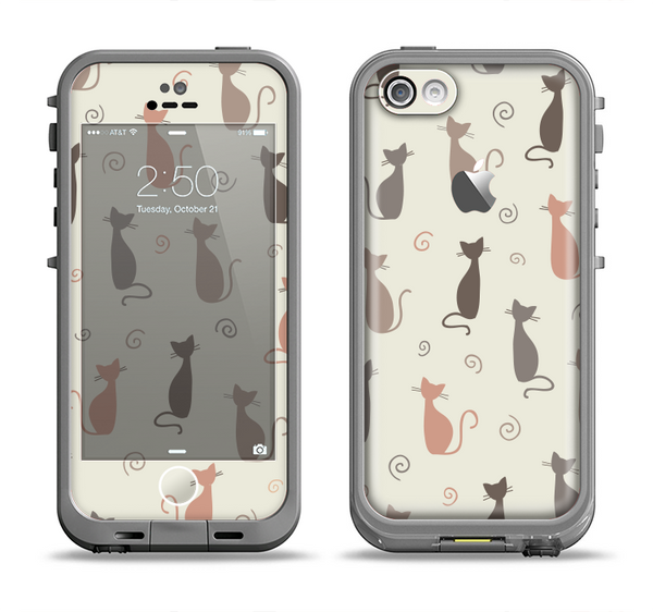 The Vintage Solid Cat Shadows Apple iPhone 5c LifeProof Fre Case Skin Set
