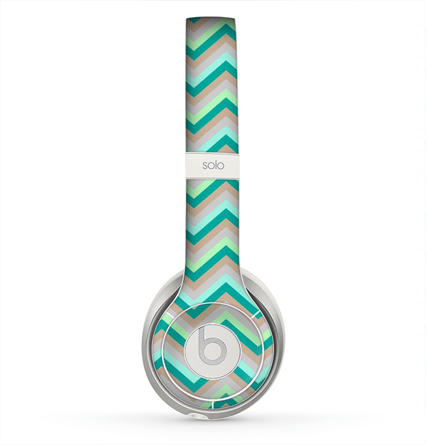 The Vintage Subtle Greens Chevron Pattern Skin for the Beats by Dre Solo 2 Headphones
