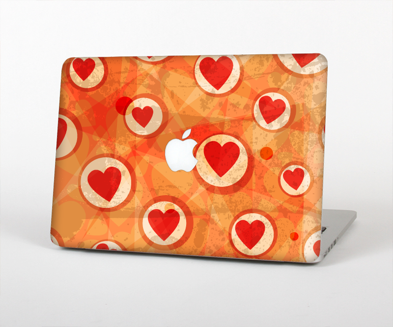 The Vintage Subtle Red and Orange Hearts Skin Set for the Apple MacBook Air 13"