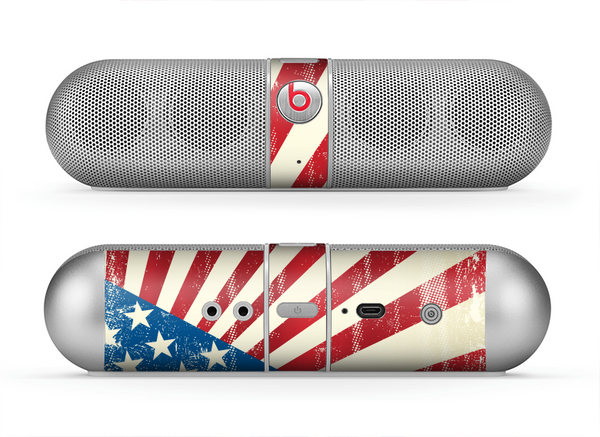 The Vintage Tan American Flag Skin for the Beats by Dre Pill Bluetooth Speaker