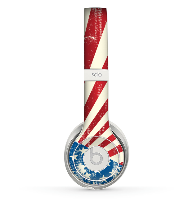 The Vintage Tan American Flag Skin for the Beats by Dre Solo 2 Headphones