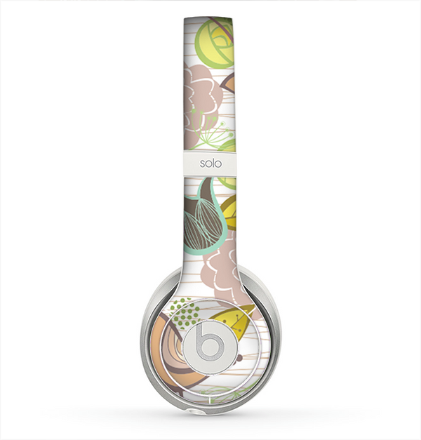 The Vintage Tan & Gold Vector Birds with Flowers Skin for the Beats by Dre Solo 2 Headphones