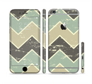 The Vintage Tan & Green Scratch Tall Chevron Sectioned Skin Series for the Apple iPhone 6 Plus