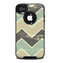 The Vintage Tan & Green Scratch Tall Chevron Skin for the iPhone 4-4s OtterBox Commuter Case