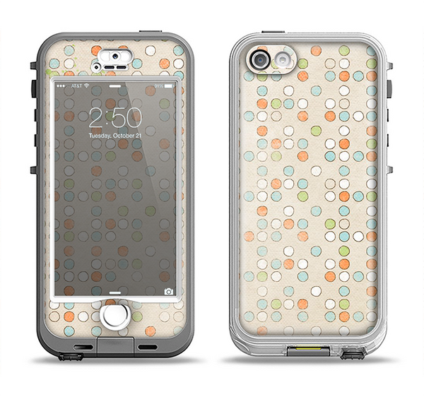 The Vintage Tiny Polka Dot Pattern Apple iPhone 5-5s LifeProof Nuud Case Skin Set