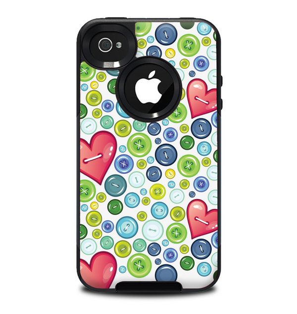 The Vintage Vector Heart Buttons Skin for the iPhone 4-4s OtterBox Commuter Case
