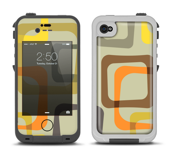 The Vintage Vector Square Pattern Apple iPhone 4-4s LifeProof Fre Case Skin Set