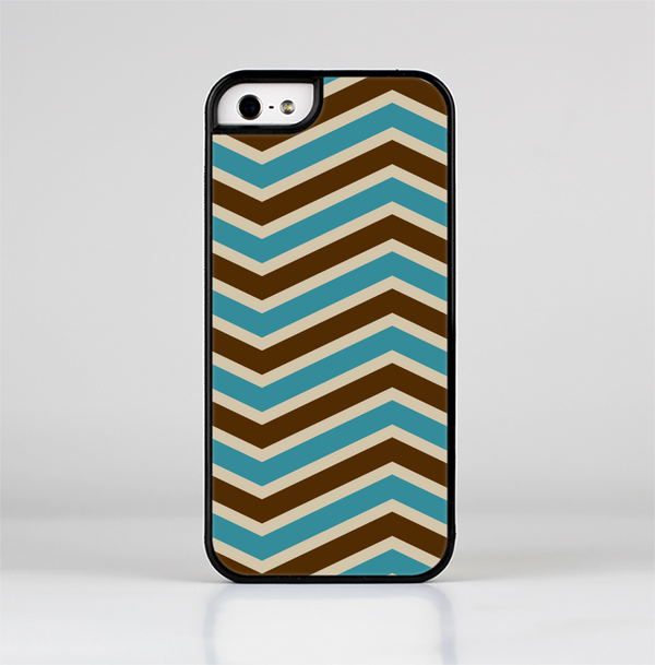 The Vintage Wide Chevron Pattern Brown & Blue Skin-Sert Case for the Apple iPhone 5/5s