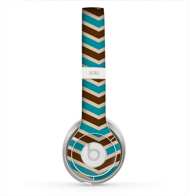 The Vintage Wide Chevron Pattern Brown & Blue Skin for the Beats by Dre Solo 2 Headphones
