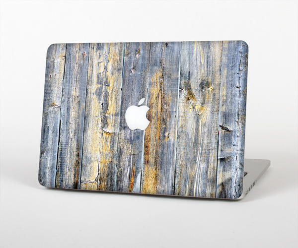 The Vintage Wooden Planks with Yellow Paint Skin Set for the Apple MacBook Pro 15"