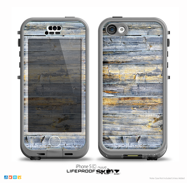 The Vintage Wooden Planks with Yellow Paint copy Skin for the iPhone 5c nüüd LifeProof Case